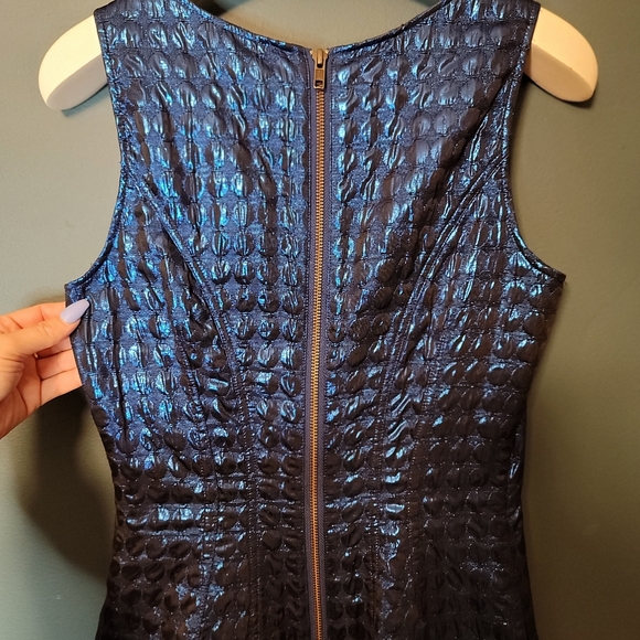 Betsey Johnson Dress Blue Metallic A-Line - Picture 6 of 12